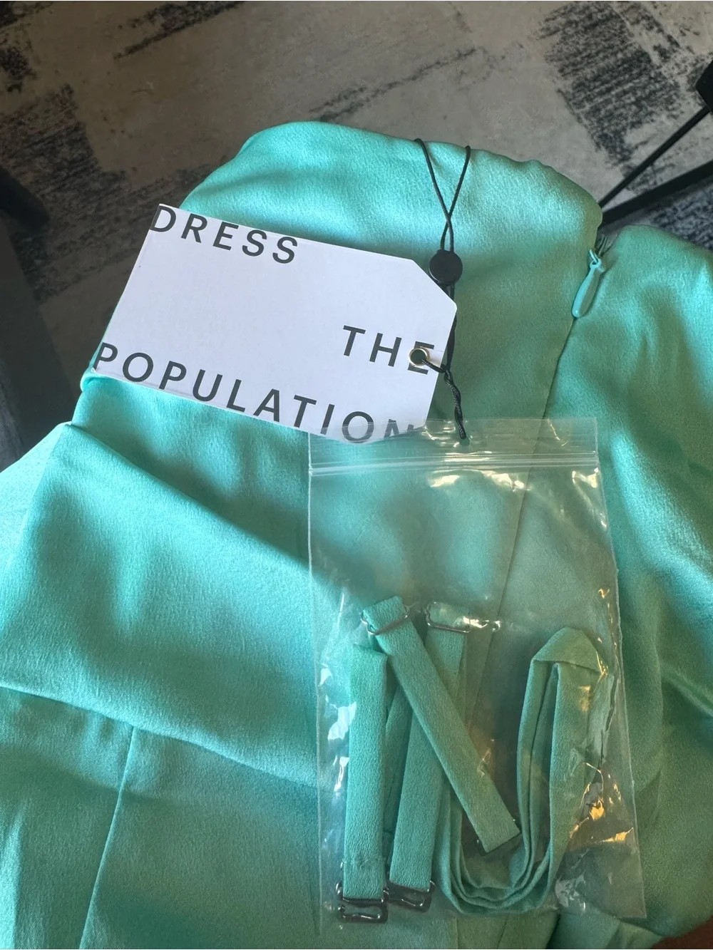 Dress The Population NWT Strapless Ruffle-Side Jumpsuit in Aqua